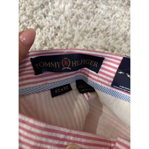 NEW WITH TAGS Tommy Hilfiger Pink And White Striped‎ Dress Pants Size 42X32 - Picture 5 of 9